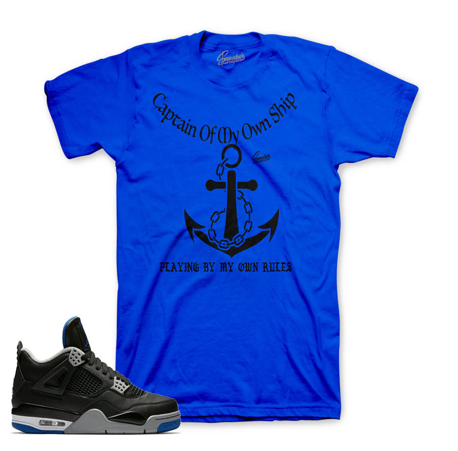 Jordan 4 black/royal tee match retro 4 motorsport shoes.