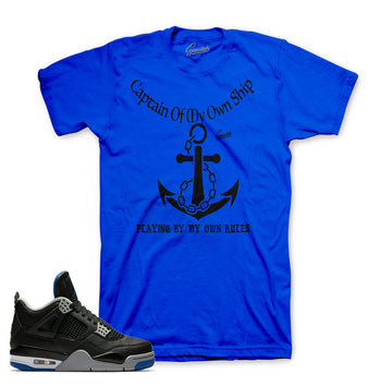 Jordan 4 black/royal tee match retro 4 motorsport shoes.