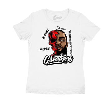 Fire Red Jordan 4 sneaker collection matching with ladies shirts