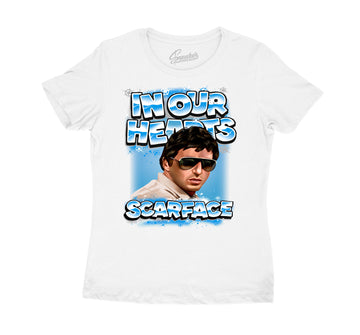 ladies t shirts made to match the Jordan 11 legend blue sneaker collection
