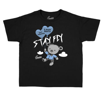 Jordan 4 University Blue sneaker collection matching kids tees