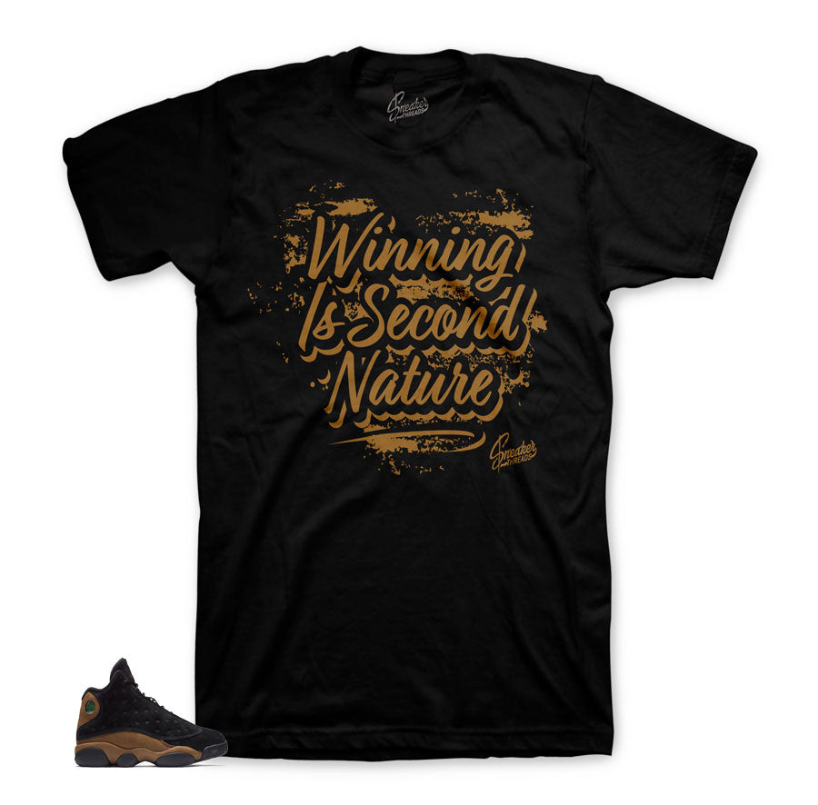 Jordan 13 olive tees match shoes.