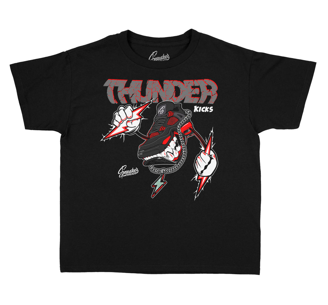 Kids Jordan retro 4 red thunder  shirt to match perfect Thunder 4s