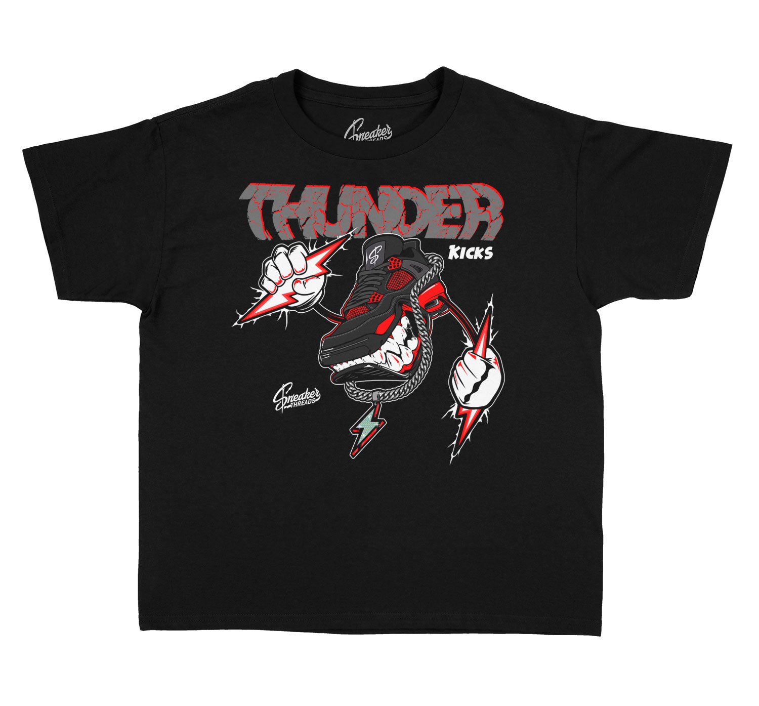 Kids Jordan retro 4 red thunder  shirt to match perfect Thunder 4s