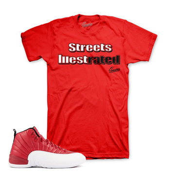 Jordan 12 gym red tees match retro 12 gym red sneaker tees.