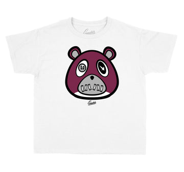 Jordan 8 burgundy sneaker that goes with kids tee collection