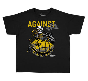 kids shirt collection matching with Jordan 1 black and gold sneakers