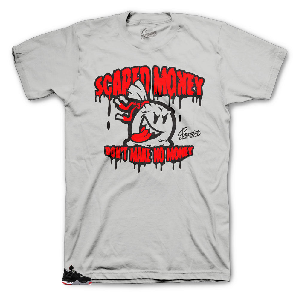 Retro Jordan 4 Bred sneakers have matching tees designed to match the Jordan 4 Bred sneakers