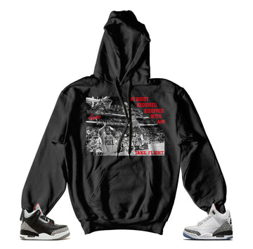Official hoodies match Jordan 3 black cement shoes.