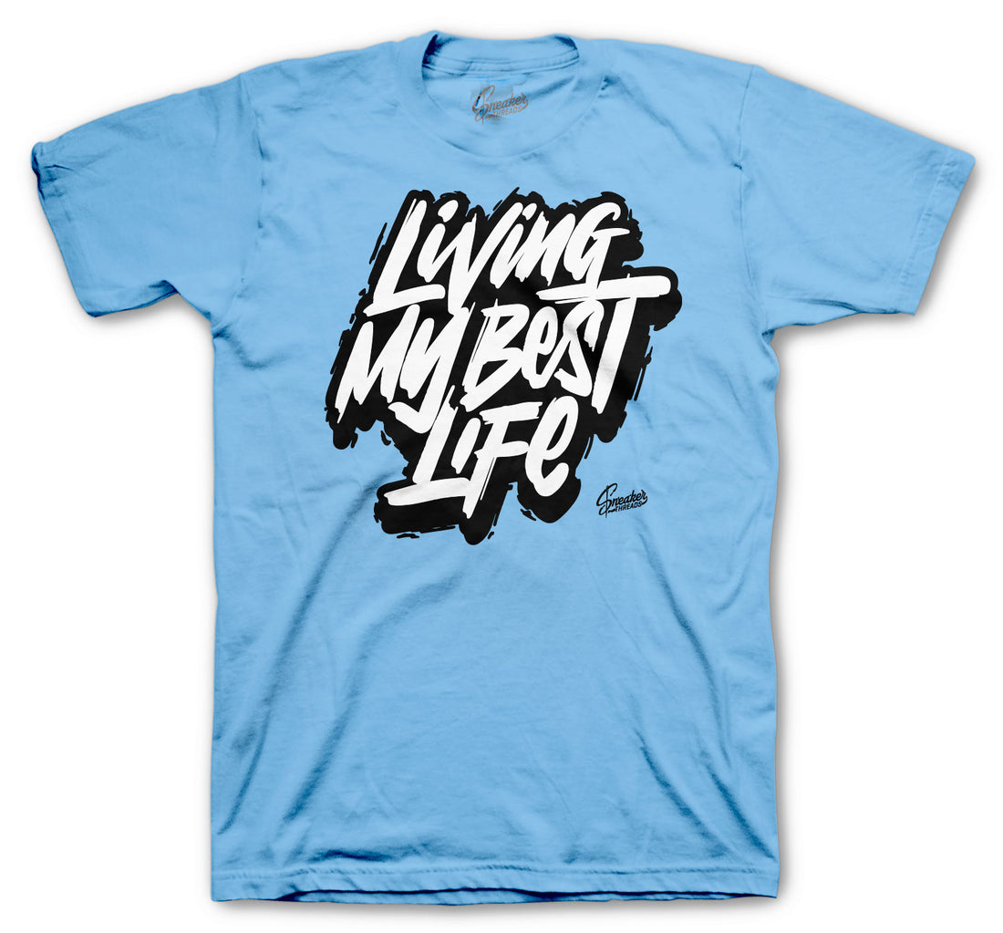 T shirt collection for men designed to match the Jordan 4 university blue sneaker collection