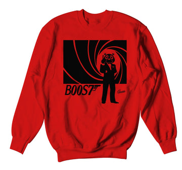 James Boots Coolest Red Sweater to wear with Yeezy v2 Black
