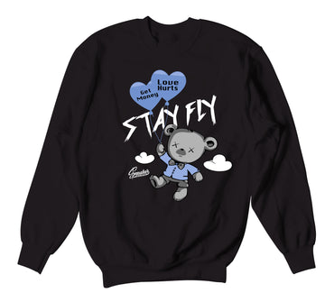 Retro 3 Valor Blue Sweater - Money Over Love - Black