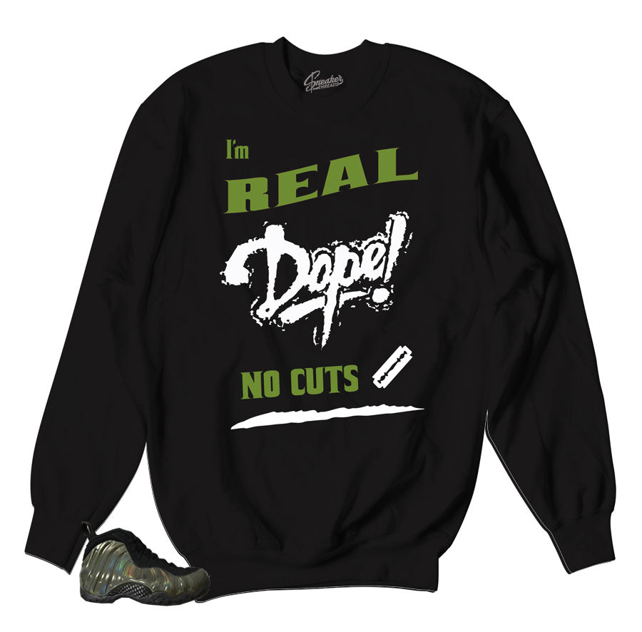 Sweater match foamposite legion green | no cuts crewneck.