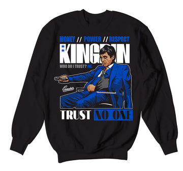 Retro 5 Racer Blue Sweater - Trust Issues - Black