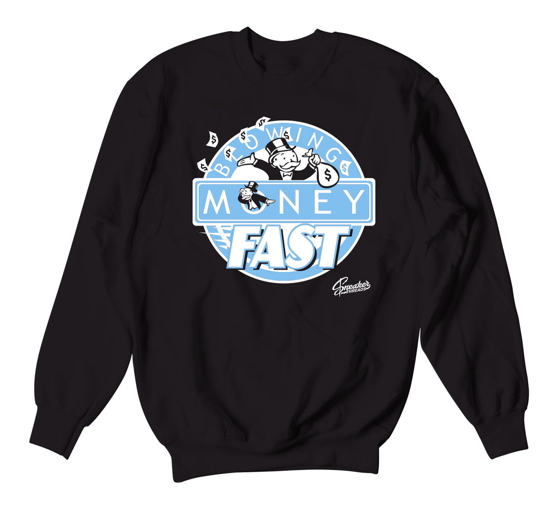 crewneck designed to match eh Jordan 9 university blue sneaker collection