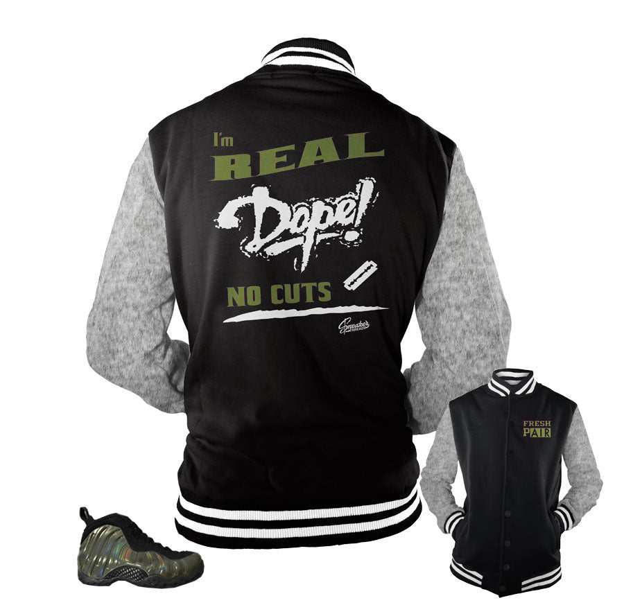 Jackets match foampsite legion green shoes | Foam varsity jacket.