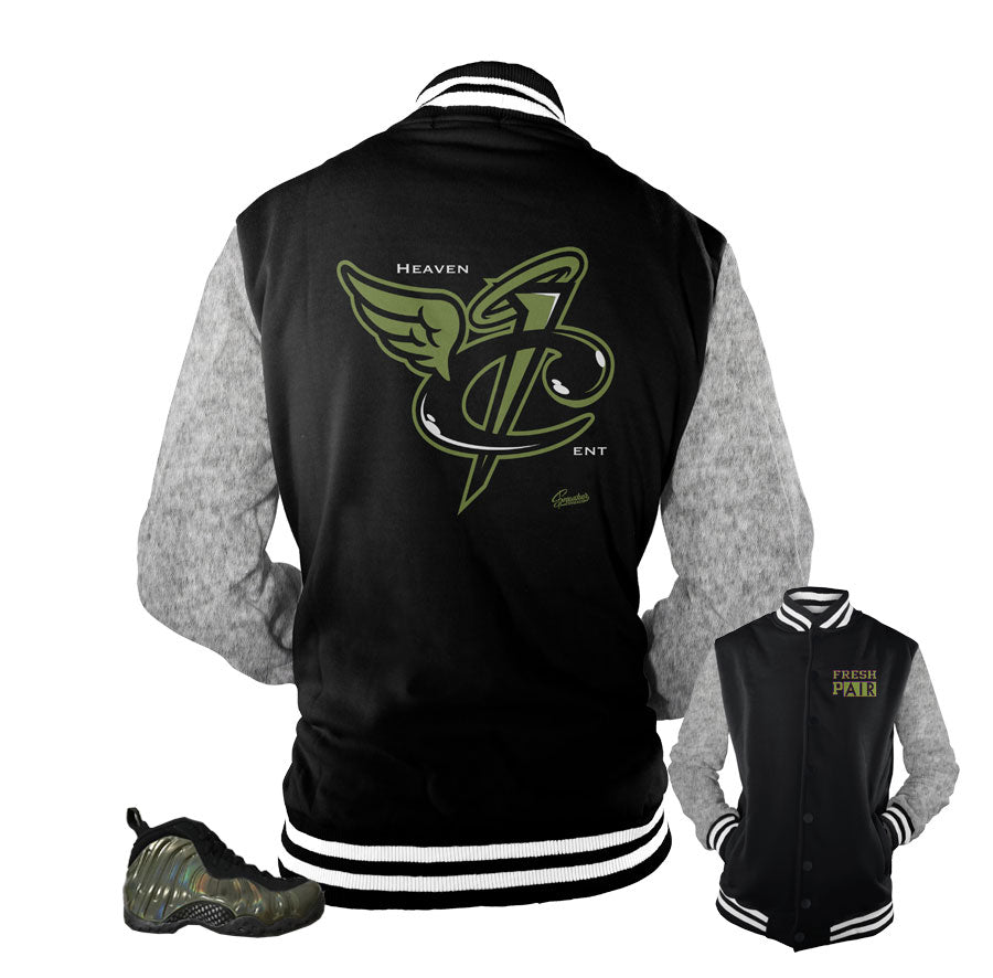 Jackets match foampsite legion green shoes | Foam varsity jacket.