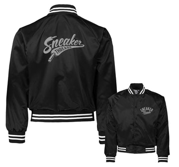 Black Cat Jordan 4 sneaker match mens satin jackets