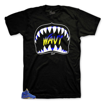 Jordan retro 5 sneaker reverse Laney collection matches shirt collection made for Laney 5 retro Jordan sneakers