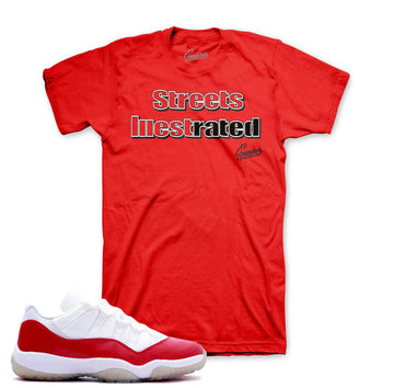 Jordan 11 low cherry shirts match retro 11 varsity red tees.