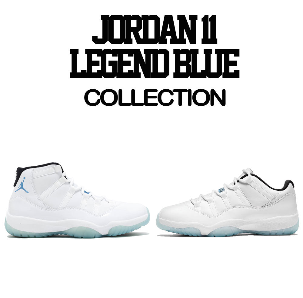 Mens black tees matching the Jordan 11 legend blue sneaker collection 