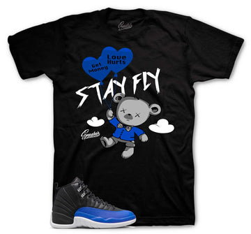 Retro 12 Hyper Royal Shirt - Money Over Love- Black