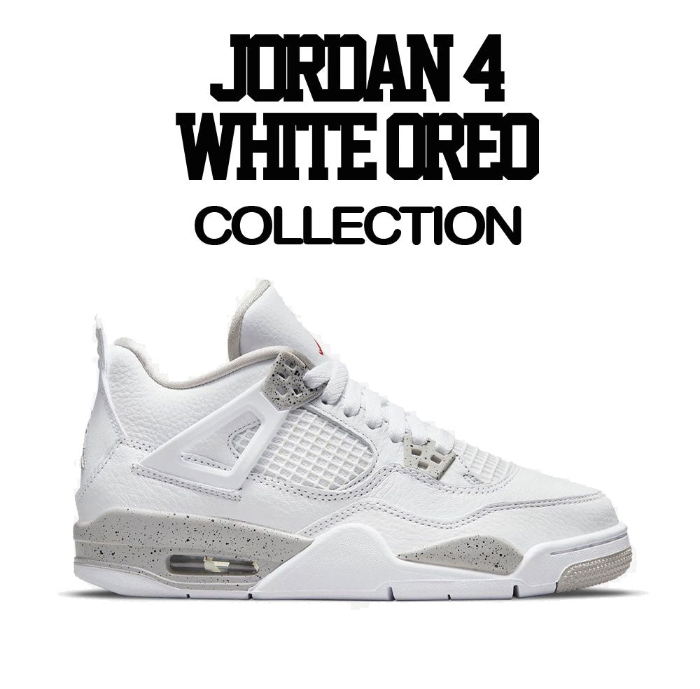 White Ore Jordan 4 sneaker collection matches with mens silver tees