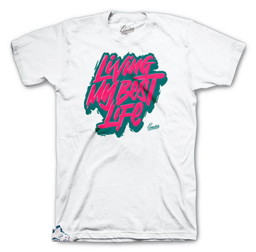 Retro 6 Green Abyss Shirt - Living Life  - White