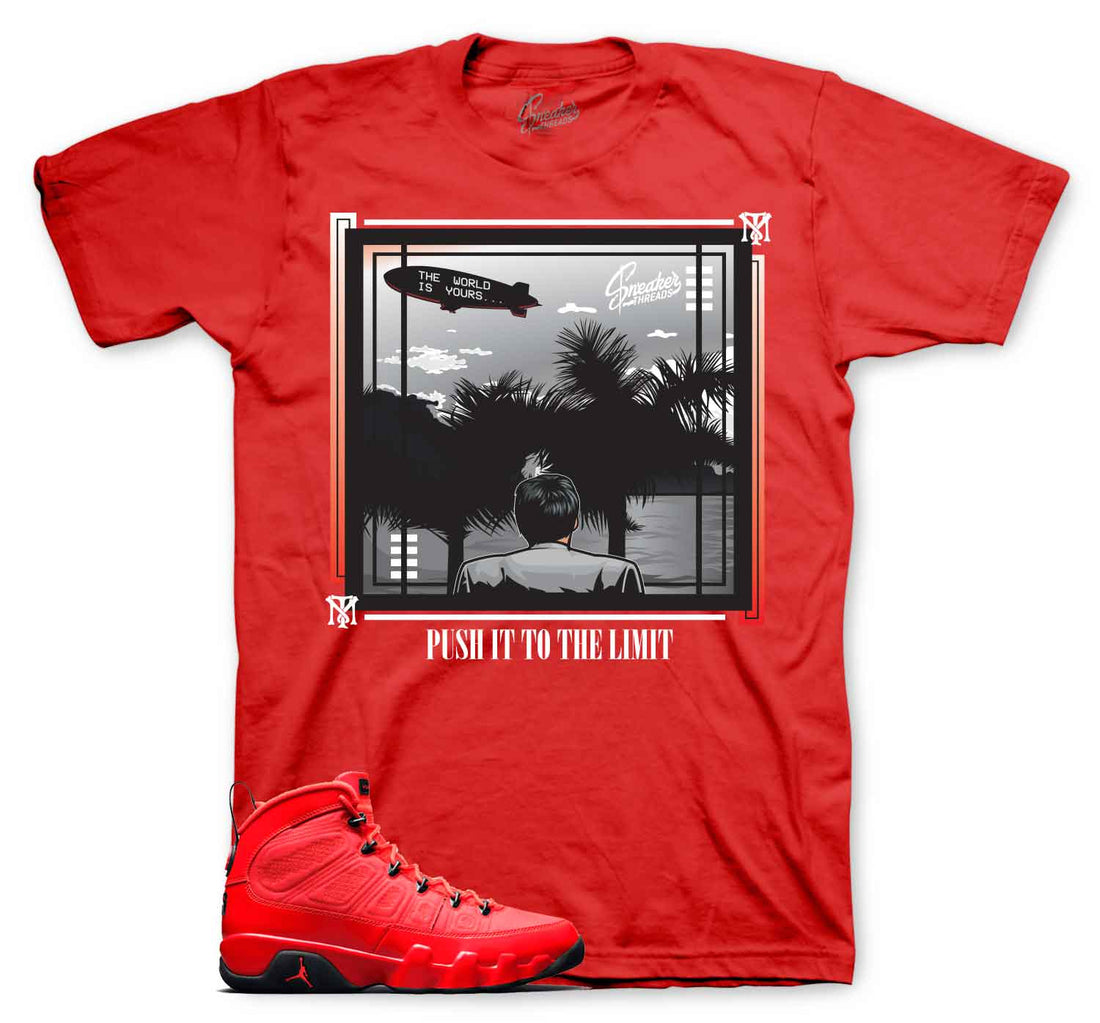 Jordan 9 Chile red sneaker tees