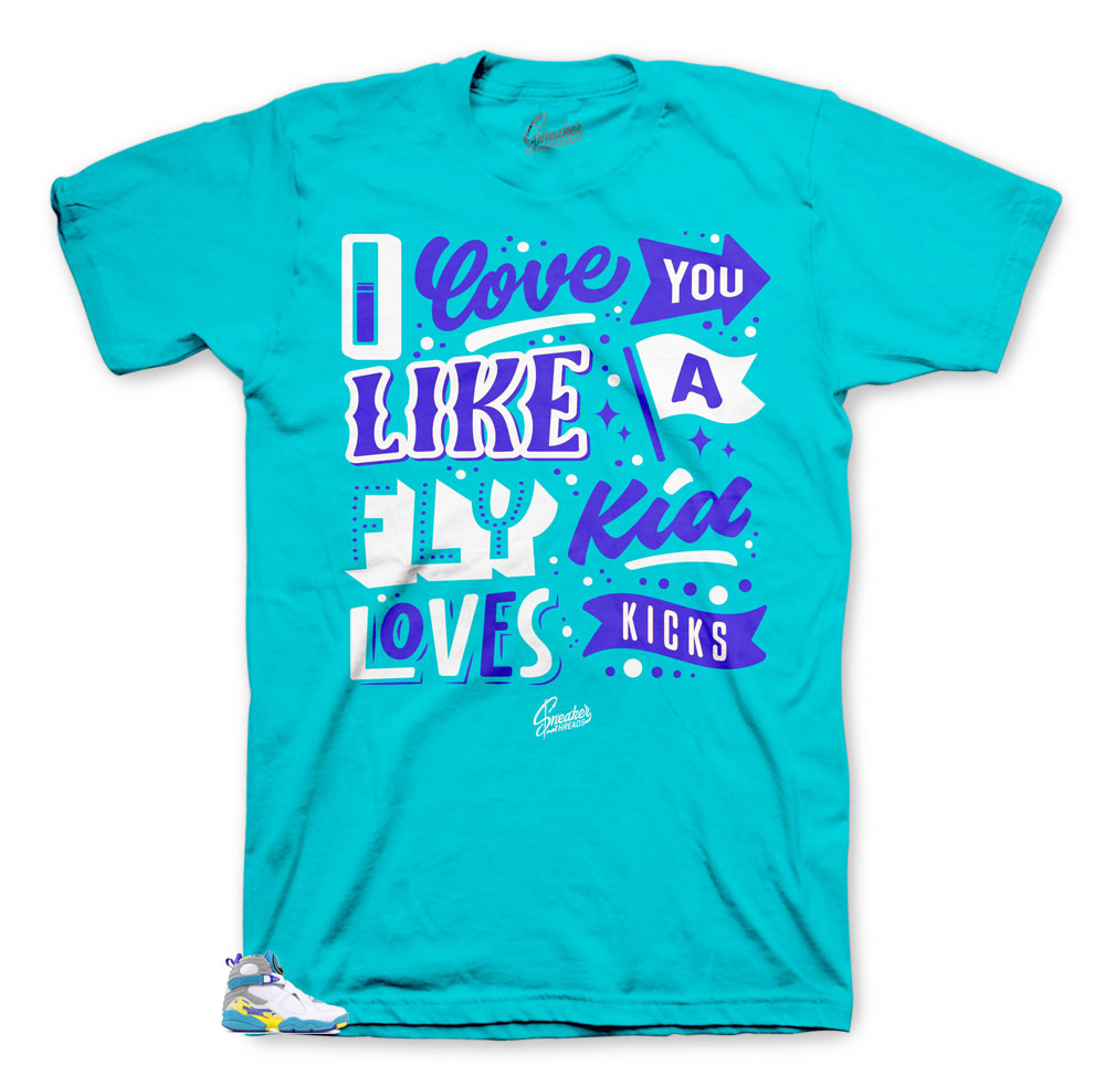 Jordan 8 White Aqua Love Kicks shirt for sneakers