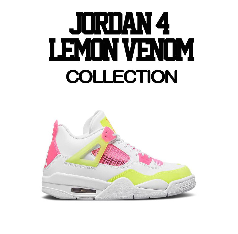 Lemon Venom Jordan 4 sneaker collection matches with guys tee collection 