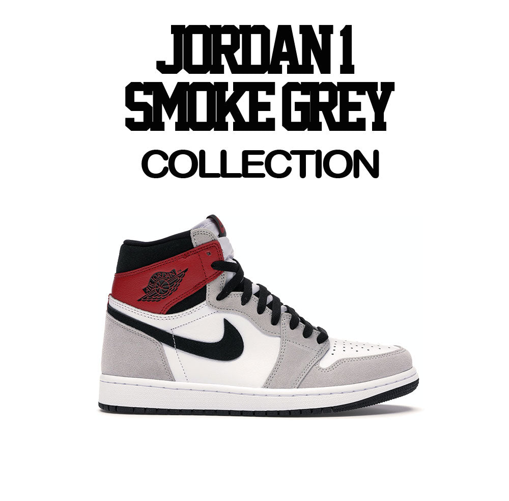 Smoke Grey Jordan 1 shoes matches with mens t shirts