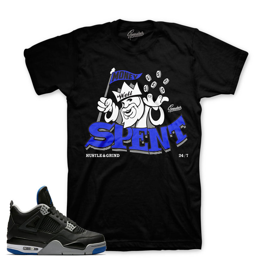 Jordan 4 black royal motorsport tee match shoes.