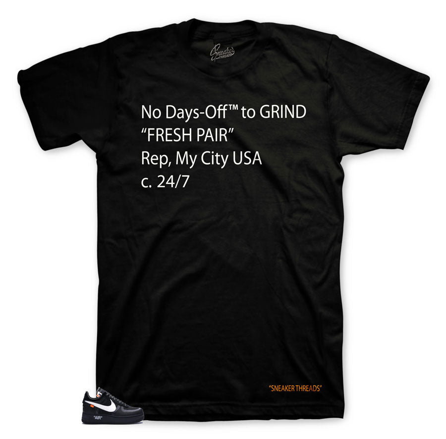 Air Force one 1s black the ten sneaker tees match off white black/white shoes.