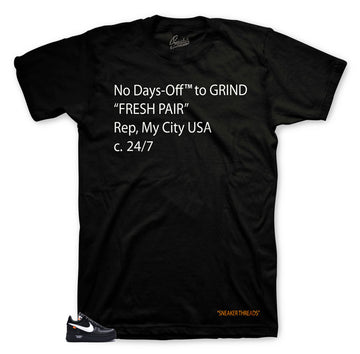 Air Force one 1s black the ten sneaker tees match off white black/white shoes.