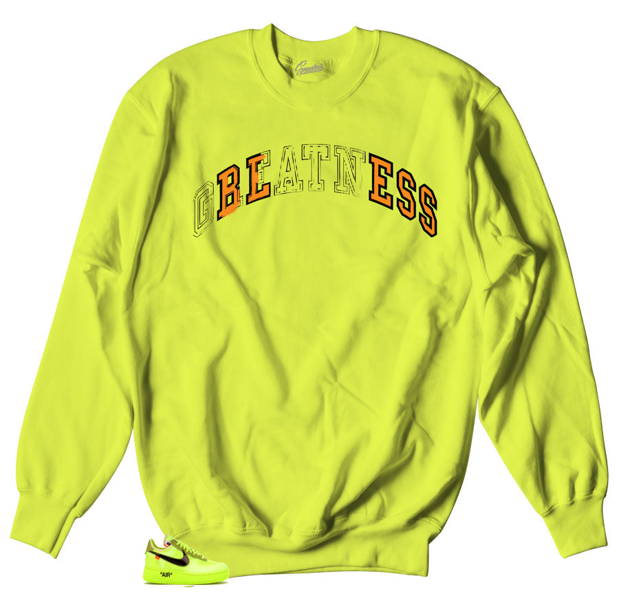 Sweaters match Air Force One 1 Volt The Ten sneaker match off white.
