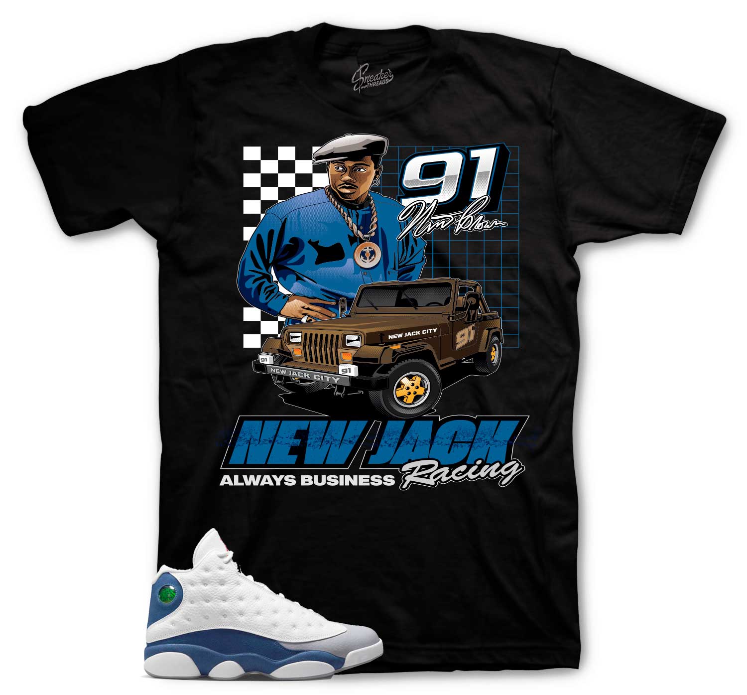 Retro 13 French Blue Shirt - Jack Racing - Black