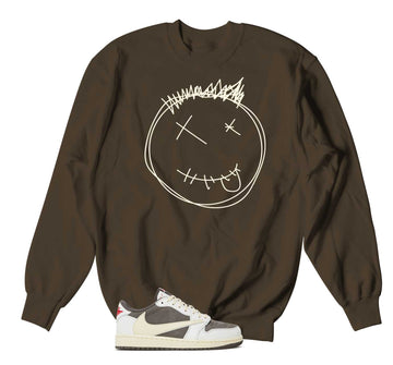 Retro 1 Reverse Mocha Sweater - Smiley - Brown