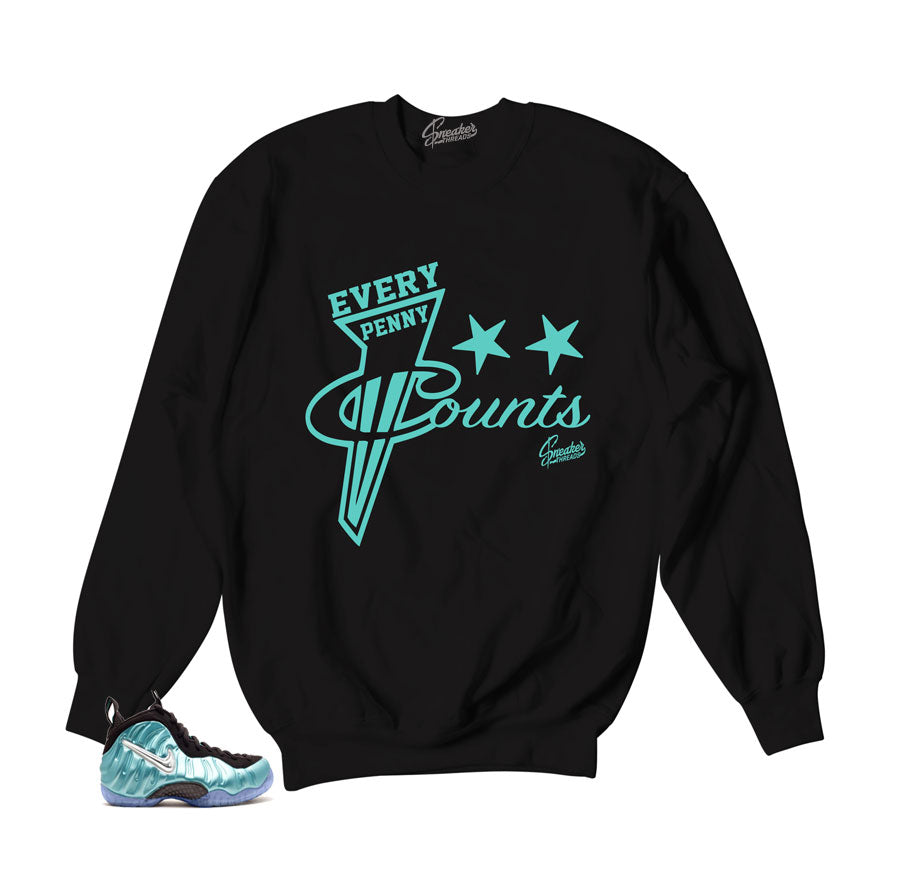 Foamposite island green sweaters match foam sneakers.