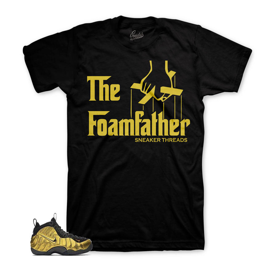 Foamposite metallic gold tees | Fancy foams sneaker tees.