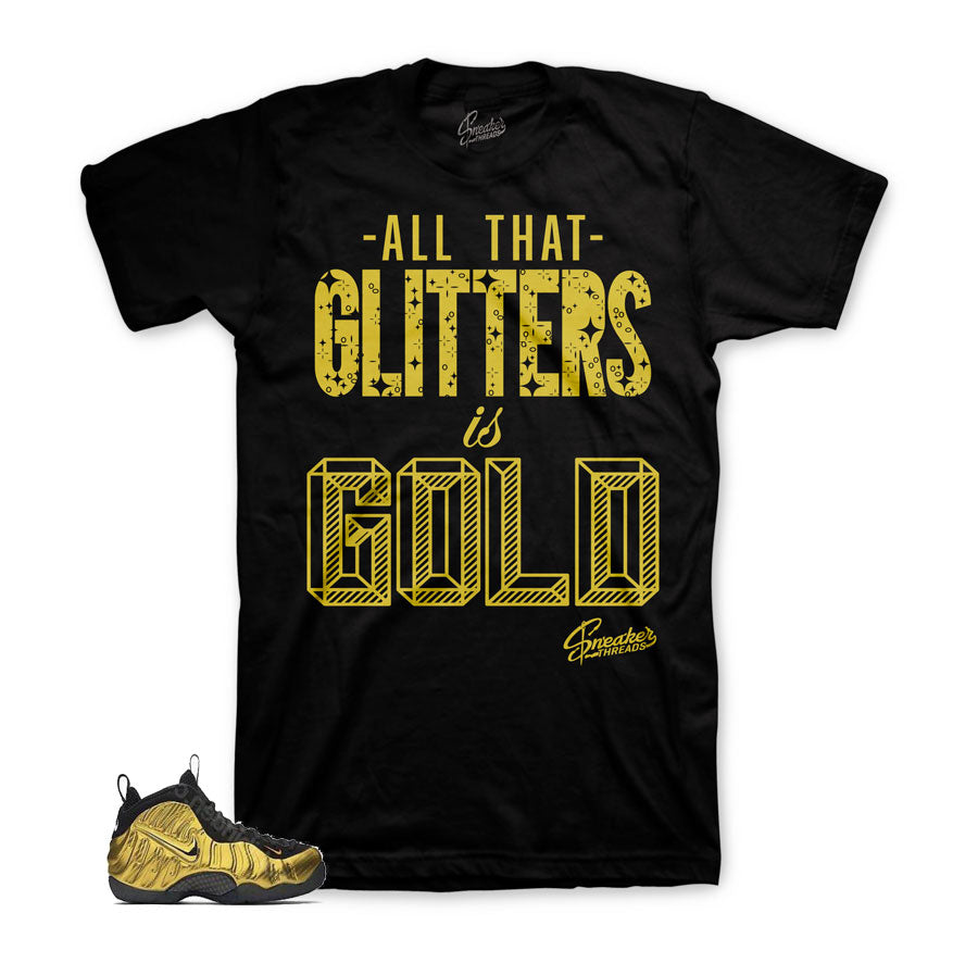 Foamposite metallic gold tees | gold foam clothing match.