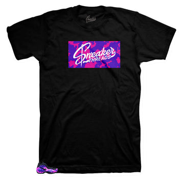 Purple camo box sneaker tees | Matching foamposite camo tees.