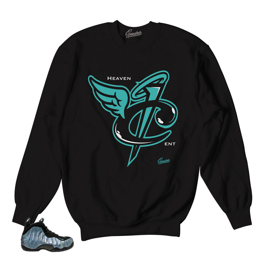 Sweaters match foamposite abalone foam aurora green shoes.