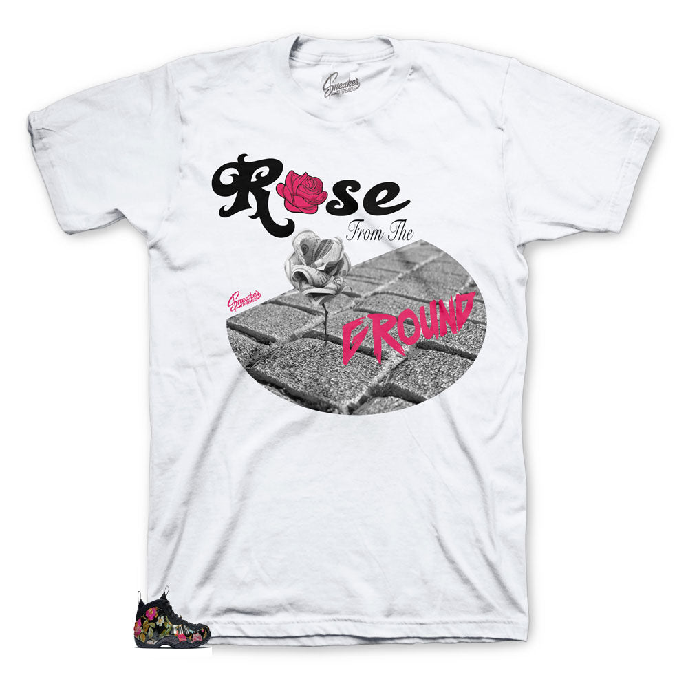 Shirts match foamposite floral sneakers | Matching floral sneaker tee.