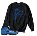 Foamposite royal sweaters match foam royal blue crewnecks.