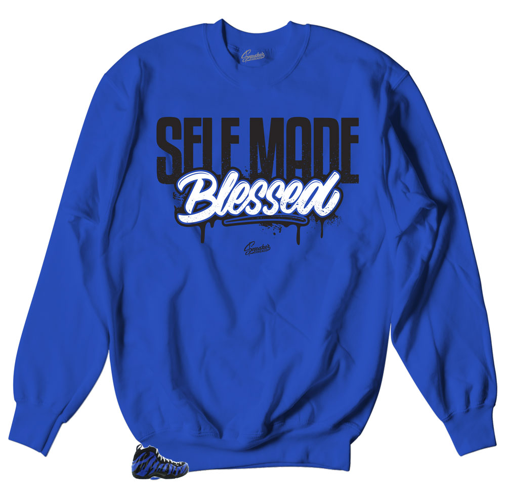 Memphis tiger stripes foamposite ones matches crewneck created to match the foamposite ones tiger stripes