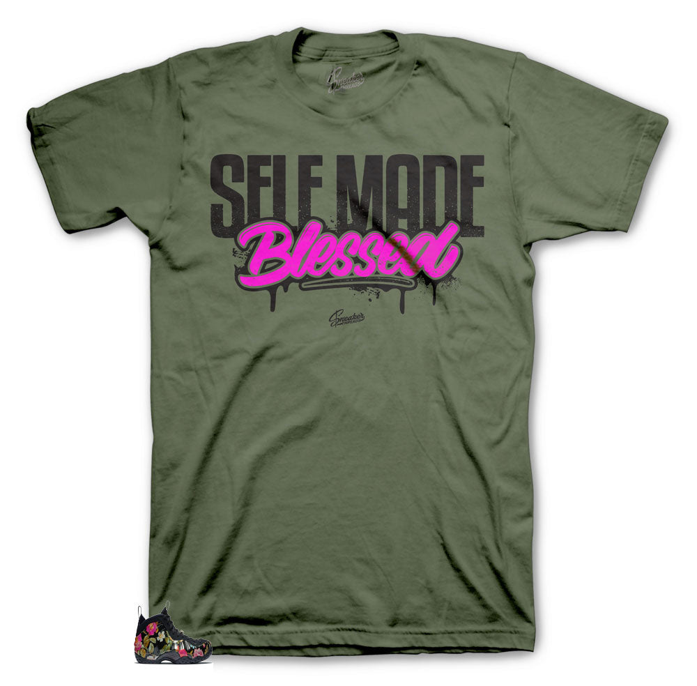 Floral valentine sneaker foamposite matches shirt made to match floral foamposite sneakers