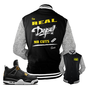Jackets match Jordan 4 royalty sneaker match jacket.