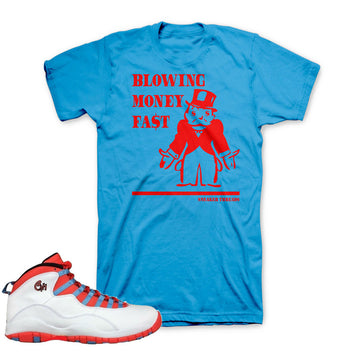 Shirts match Jordan 10 Chicago retro 10's sneaker tees.