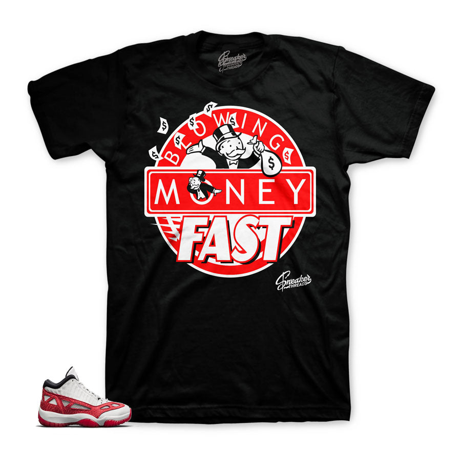 Jordan 11 fire red IE tees match | Sneaker shirts match shoes.